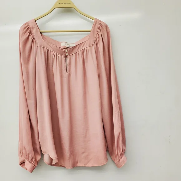 LOFT Blush Pink Long Sleeve Blouse - Picture 3 of 8